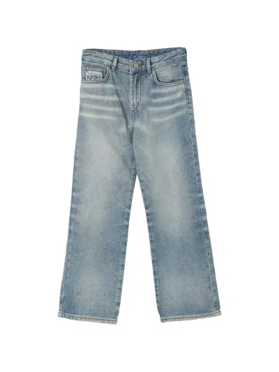 N°21 Kids' Logo-embroidered Stonewashed Jeans In Blue
