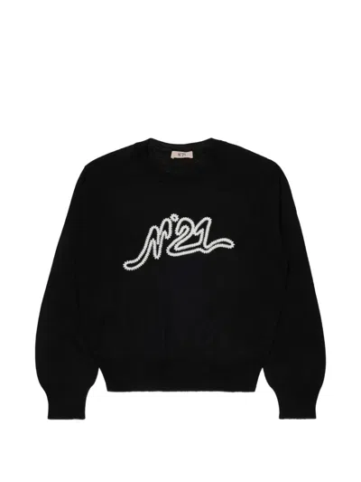 N°21 Kids' Logo-embroidered Sweater In Black
