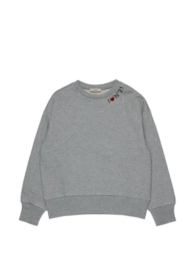 N°21 Kids' Logo-embroidered Sweater In Gray
