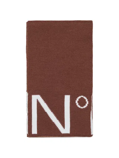 N°21 Kids' Logo-intarsia Knitted Scarf In Multi