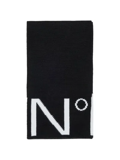 N°21 Kids' Logo-intarsia Scarf In Black