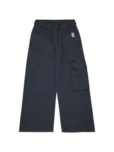 N°21 Kids' 로고 패치 카고 팬츠 In Blue