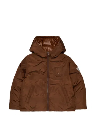 N°21 Kids' Logo-patch Hooded Jacket In Brown