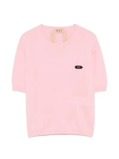 N°21 Logo-patch Short-sleeve Sweater In Multi