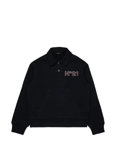 N°21 Kids' Logo-patch Sweatshirt In Black