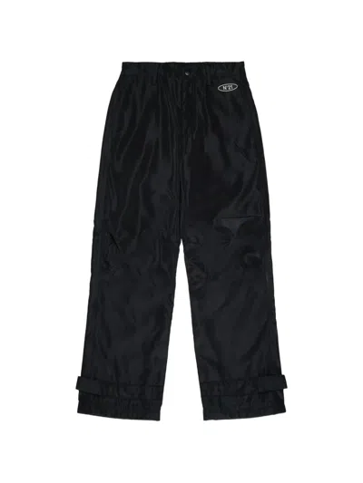 N°21 Kids' Logo-patch Touch-strap Trousers In Black