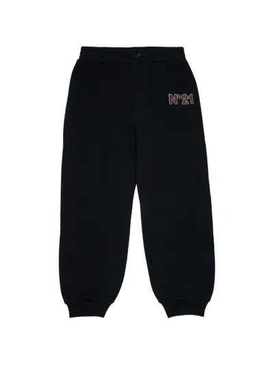 N°21 Kids' Logo-patch Track Pants In Black