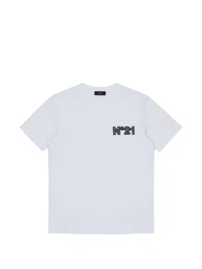 N°21 Kids' Logo-patch T-shirt In White