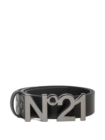 N°21 Kids' Logo-plaque Belt In Black