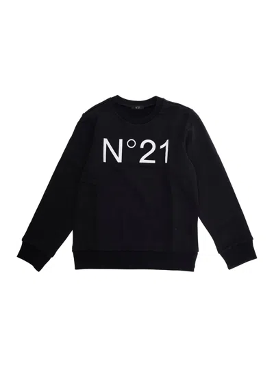 N°21 Nº21 Logo-print Cotton Sweatshirt In Black