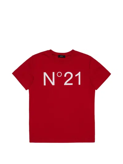 N°21 Kids' Logo-print Cotton T-shirt In Red