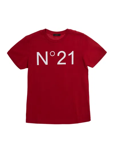 N°21 Nº21 Logo-print Cotton T-shirt In Red