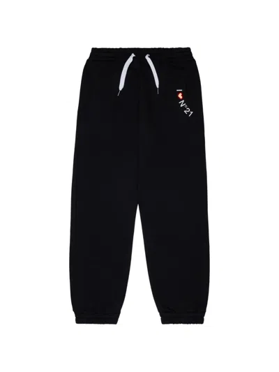 N°21 Logo-print Drawstring Track Pants In Black