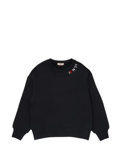 N°21 Kids' Logo-print Heart-detail Sweater In Black