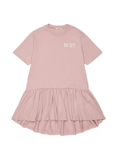 N°21 Kids' Logo-print Ruffled Mini Dress In Pink