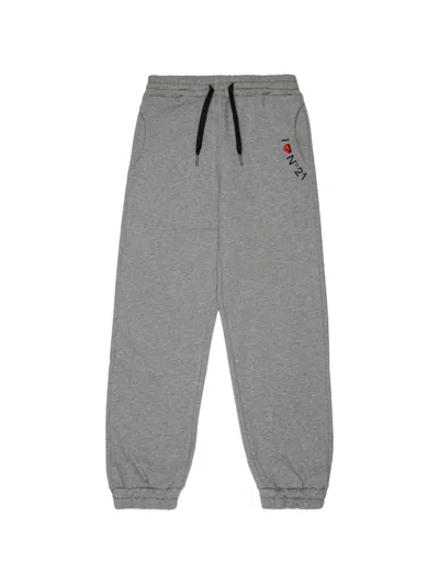 N°21 Kids' 로고 프린트 트랙팬츠 In Gray