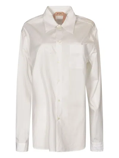N°21 Long-sleeve Pocket Shirt In White