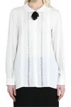 N°21 Long Sleeve Shirt With Lace Trim In White In White