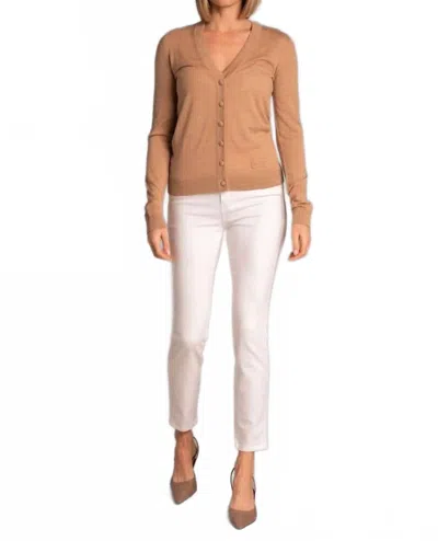 N°21 Long Sleeve V-neck Cardigan In Mouline In Brown