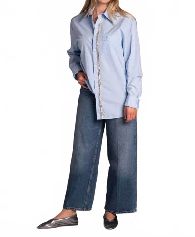 N°21 Long Sleeve With Crystals Shirt In Sky Blue