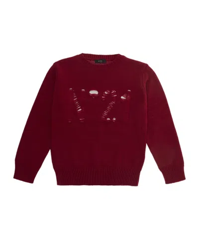 N°21 Kids' Long-sleeve Crew-neck Sweater In Brown