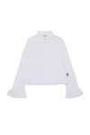 N°21 크리스털 장식 러플 셔츠 In White