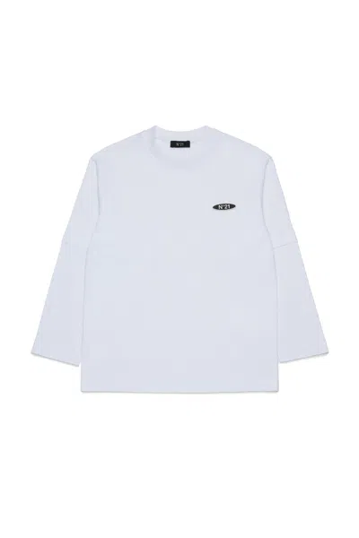 N°21 Kids' Long-sleeve T-shirt With Logo In White