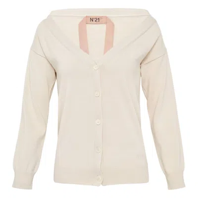 N°21 Maglia Cardigan In White