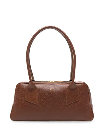 N°21 Malibu Logo-plaque Pebbled Shoulder Bag In Red