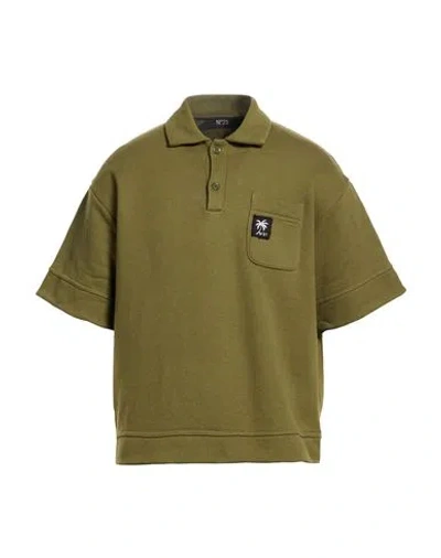 N°21 Man Polo Shirt Khaki Size L Cotton In Green