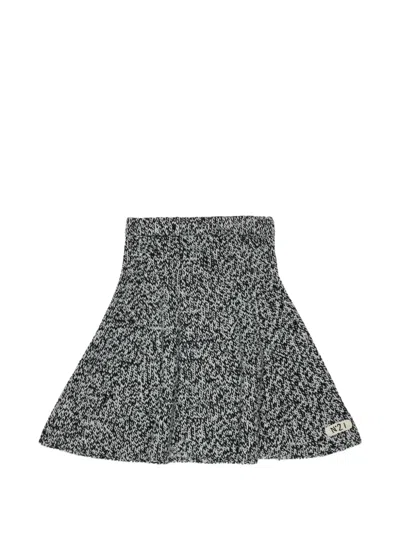 N°21 Kids' Marl-knit A-line Skirt In Gray