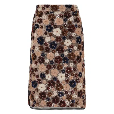 N°21 Medium Waist Floral Sequined Skirt In Multi