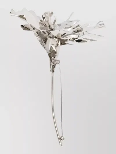 N°21 Metal Leaf Design Pin Accessory Piece In Burgundy