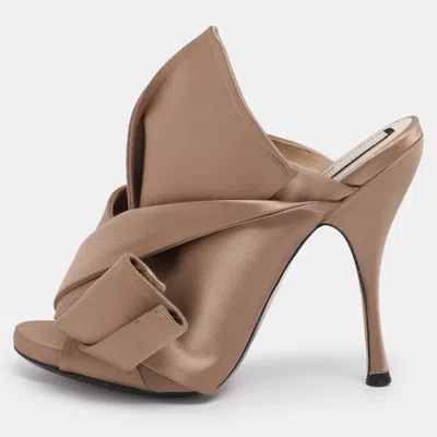 N°21 Metallic Beige Satin Ronny Mules In Brown