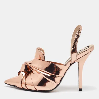 N°21 N21 Metallic Rose Gold Leather Lamé Slingback Mules In Multi