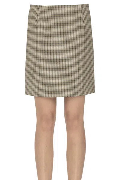 N°21 Micro Checked Print Mini Skirt In Camel