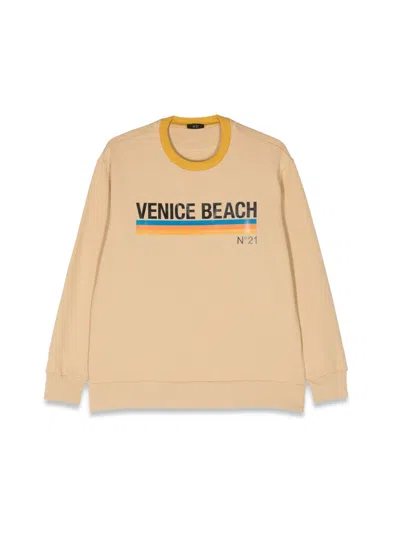 N°21 Mini Beach Crewneck Sweatshirt In Beige