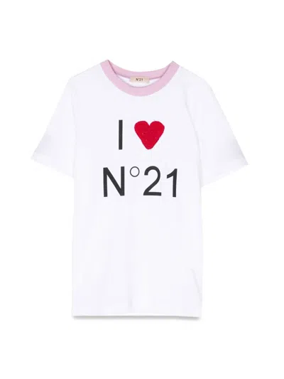 N°21 Mini I Love T-shirt For Kids In White