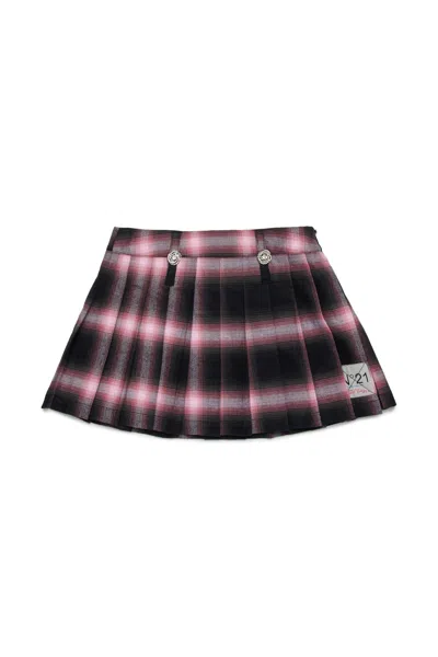 N°21 Kids' Minigonna Preppy In Flanella A Quadri In Black