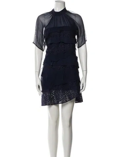 Pre-owned N°21 Mock Neck Mini Dress In Blue