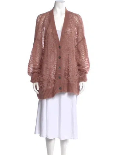 Pre-owned N°21 Mohair V-neck Sweater In Pink