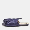 N°21 N21 Navy Blue Satin Knot Flat Slides In Blue