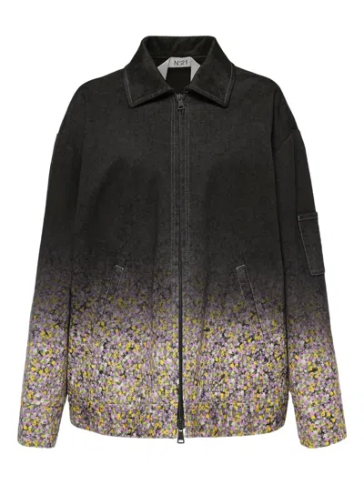 N°21 Ombré Floral-print Jacket In Black
