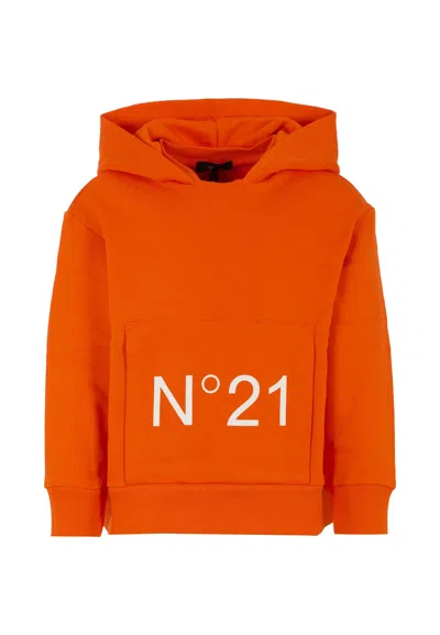 N°21 Orange Sweatshirt For Kids With Logo