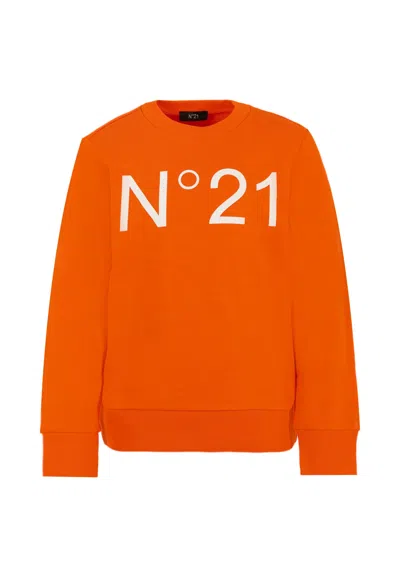 N°21 Orange Sweatshirt For Kids With Logo