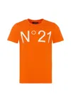 N°21 Orange T-shirt For Kids With Logo