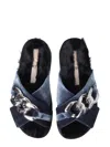 N°21 Velvet Sandals With Oversized Chain In Blue