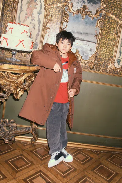 N°21 Kids' Padded Jacket With Printed Logo In Brown