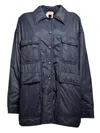 N°21 Oversized Long Technical Nylon Jacket In Blue