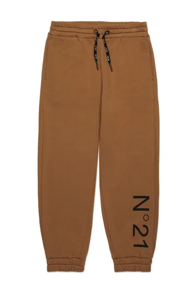 N°21 Pantaloni Rosa In Felpa Con Logo In Brown